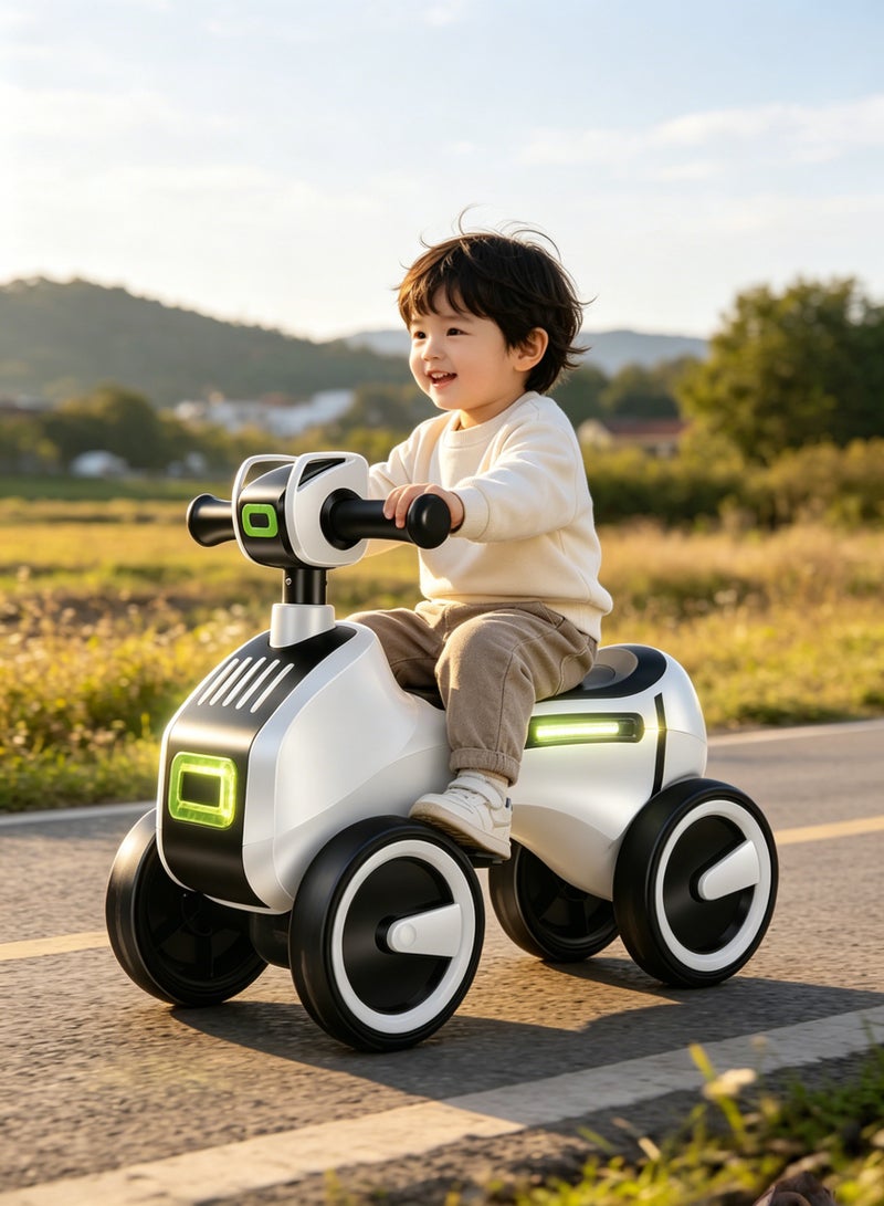 Aimayapet Baby Balance Bike with Wheels,Toddler Ride-on Toy Kids Balance Bike 4-Wheel with Music & Light for Boys Girls 1 to 3 Years Safety Anti-Rollover,Pedalless Toddler Baby Walker Riding Gifts (Black and White) - Image 4