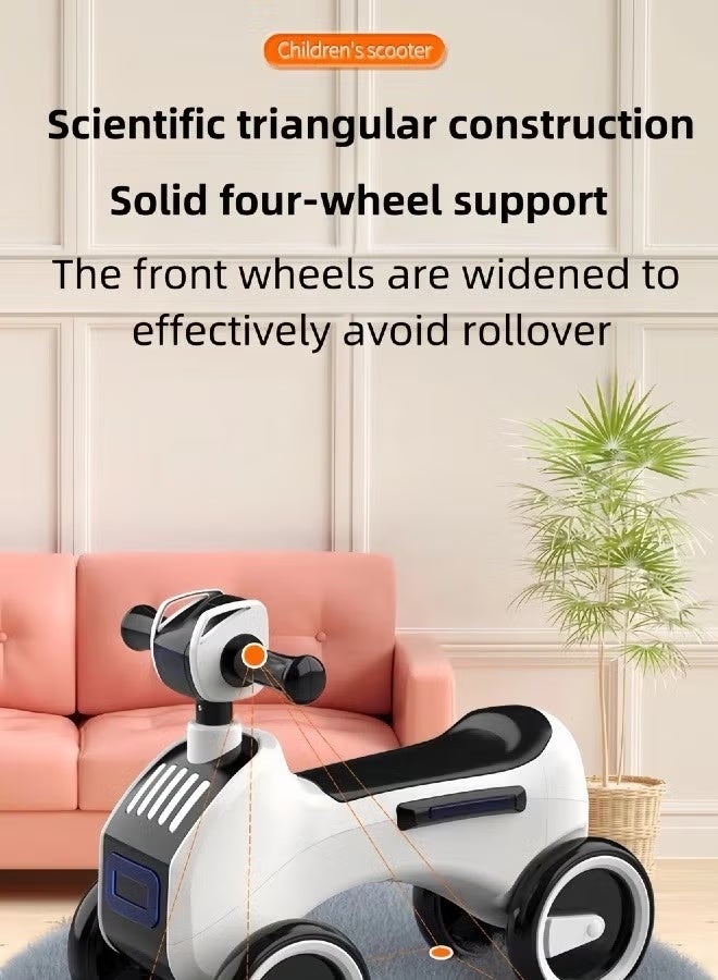 Aimayapet Baby Balance Bike with Wheels,Toddler Ride-on Toy Kids Balance Bike 4-Wheel with Music & Light for Boys Girls 1 to 3 Years Safety Anti-Rollover,Pedalless Toddler Baby Walker Riding Gifts (Black and White) - Image 5