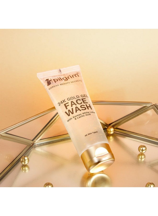 PILGRIM 24K Gold Gel Facewash With Korean White Lotus & Lactic Acid 80Ml | Face Wash For Glowing Skin | Reduce Dark Spot And Improves Skin Texture | Removes Dullness | For All Skin Types  - Image 2