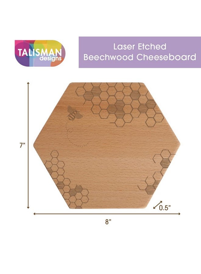 Talisman Designs Beechwood Cheese Board, Laser Etched with Honey Bee Art, 7" Wide - Image 3