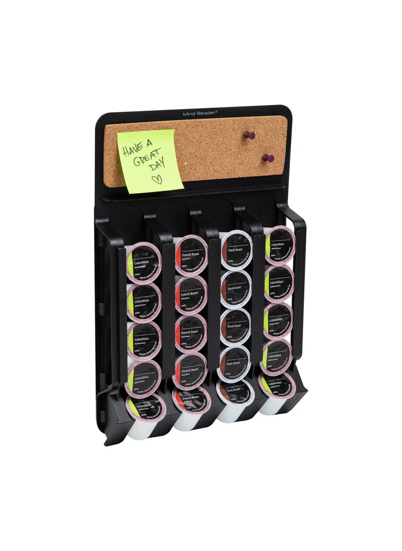 Mind Reader Mind Reader Single Serve Pod Organizer Wall Mount 20 Pod Capacity Magnetic or Adhesive 1075 L x 155 W x 25 H Black 