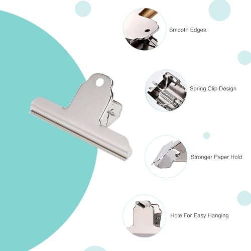 oddpod™ 6 Pcs Dingli XL Stainless Steel Paper Clip/Money Binder Clamp for Home Office School Supplies - 6 Inches - Image 4