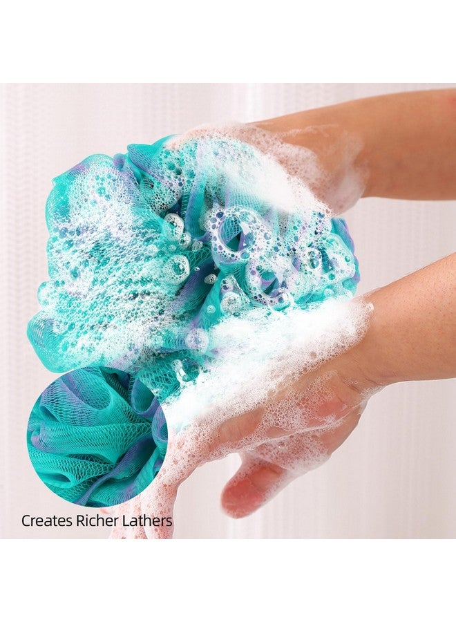 Fu Store Loofah Sponge Shower Loofahs 60g Bath Sponges Mesh Balls 4 Colors for Body Scrubber Exfoliator Wash Back Scrubbers Bathroom Men Women - 4 Pack Cleaning Bathing Accessories (60g Green Blue) - Image 1
