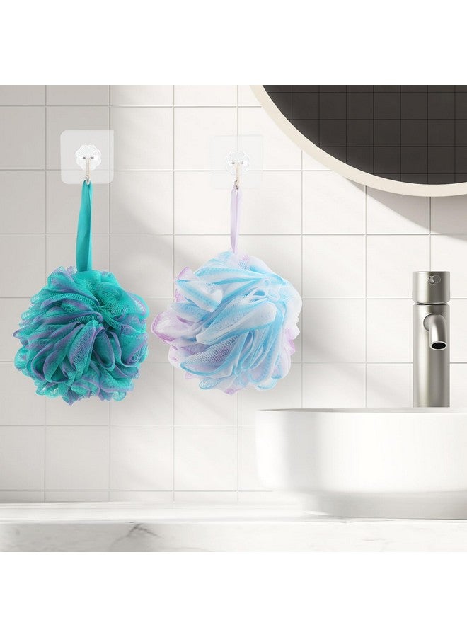 Fu Store Loofah Sponge Shower Loofahs 60g Bath Sponges Mesh Balls 4 Colors for Body Scrubber Exfoliator Wash Back Scrubbers Bathroom Men Women - 4 Pack Cleaning Bathing Accessories (60g Green Blue) - Image 4