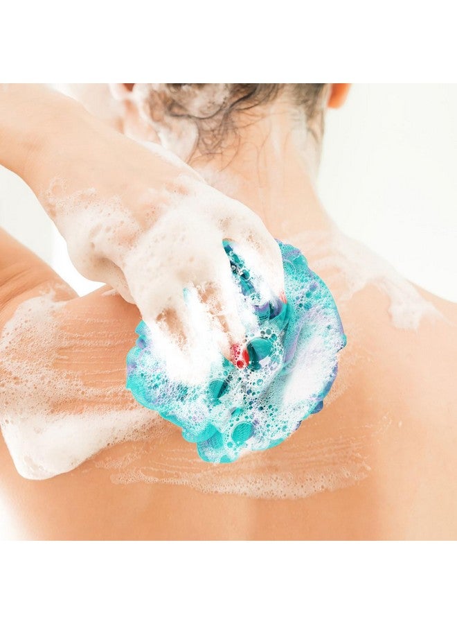 Fu Store Loofah Sponge Shower Loofahs 60g Bath Sponges Mesh Balls 4 Colors for Body Scrubber Exfoliator Wash Back Scrubbers Bathroom Men Women - 4 Pack Cleaning Bathing Accessories (60g Green Blue) - Image 3