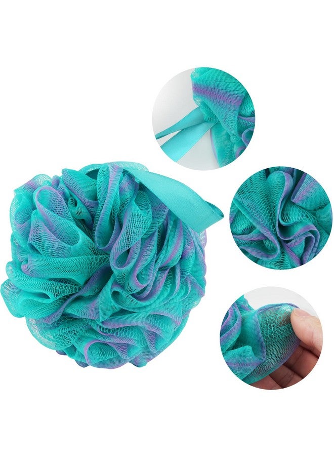 Fu Store Loofah Sponge Shower Loofahs 60g Bath Sponges Mesh Balls 4 Colors for Body Scrubber Exfoliator Wash Back Scrubbers Bathroom Men Women - 4 Pack Cleaning Bathing Accessories (60g Green Blue) - Image 2
