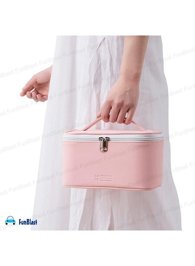 FunBlast Cosmetic Bags for Women - Makeup Travel Organizer Toiletry Kit Bag with Handle, Bathroom Bag, Shaving Kit Bag, Cosmetics, Make up Accessories Vanity Bag for Women (Pink) - Image 2