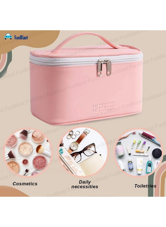 FunBlast Cosmetic Bags for Women - Makeup Travel Organizer Toiletry Kit Bag with Handle, Bathroom Bag, Shaving Kit Bag, Cosmetics, Make up Accessories Vanity Bag for Women (Pink) - Image 5