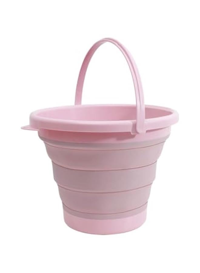 هوكور دلو ممسحة قابل للطي ودلو ثلج - 10 لتر (2.6 جالون) دلو ممسحة غبار من السيليكون لتنظيف المنزل، دلو لوازم تنظيف الحمام المحمولة لتنظيف المماسح الدوارة للارضيات، زهري نورديك - Image 1