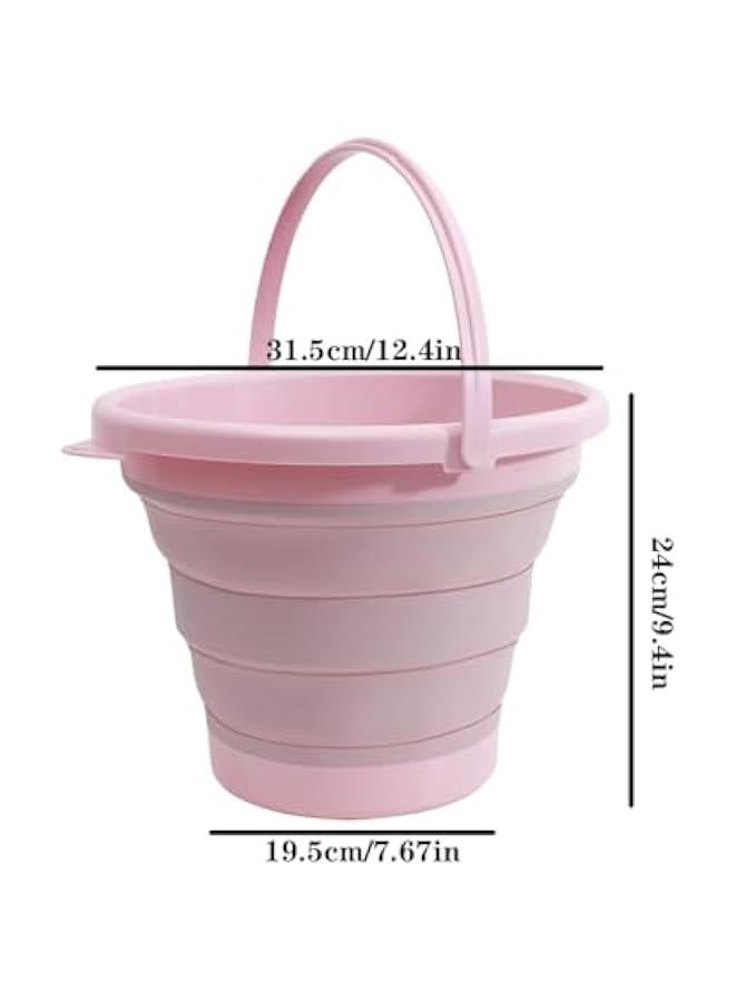 هوكور دلو ممسحة قابل للطي ودلو ثلج - 10 لتر (2.6 جالون) دلو ممسحة غبار من السيليكون لتنظيف المنزل، دلو لوازم تنظيف الحمام المحمولة لتنظيف المماسح الدوارة للارضيات، زهري نورديك - Image 2
