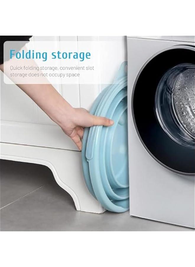 هوكور دلو ممسحة قابل للطي ودلو ثلج - 10 لتر (2.6 جالون) دلو ممسحة غبار من السيليكون لتنظيف المنزل، دلو لوازم تنظيف الحمام المحمولة لتنظيف المماسح الدوارة للارضيات، زهري نورديك - Image 3