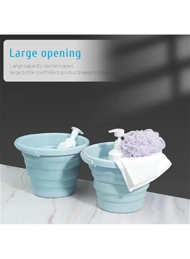 هوكور دلو ممسحة قابل للطي ودلو ثلج - 10 لتر (2.6 جالون) دلو ممسحة غبار من السيليكون لتنظيف المنزل، دلو لوازم تنظيف الحمام المحمولة لتنظيف المماسح الدوارة للارضيات، زهري نورديك - Image 4