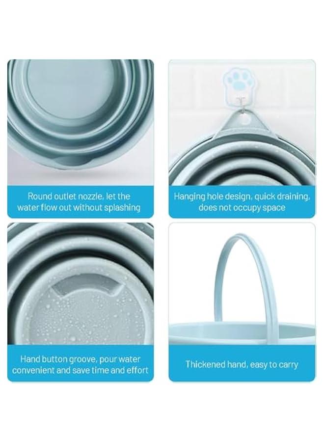 هوكور دلو ممسحة قابل للطي ودلو ثلج - 10 لتر (2.6 جالون) دلو ممسحة غبار من السيليكون لتنظيف المنزل، دلو لوازم تنظيف الحمام المحمولة لتنظيف المماسح الدوارة للارضيات، زهري نورديك - Image 5