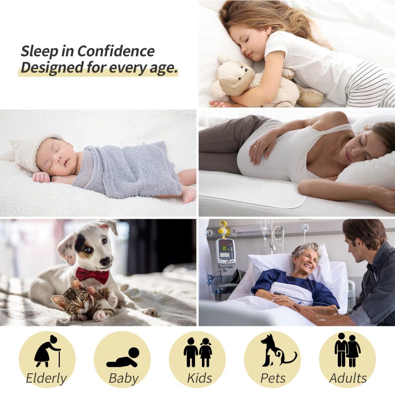 CoolShields Waterproof Bed Pads Incontinence 34'' x 52'' (1 Pack) Washable Reusable Bedwetting Mattress Protector Pad for Kids, Adults, Elderly, and Pets - Image 5