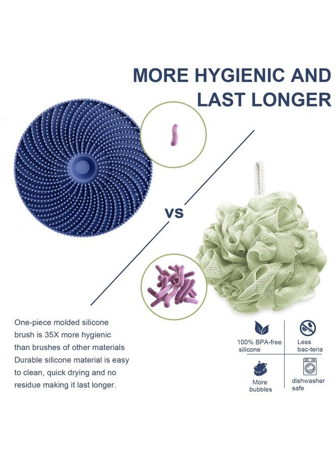 إنر نيد فرشاة استحمام INNERNEED® المصنوعة من السيليكون الآمن غذائيًا والمُقشّرة والمُدلكة، أداة استحمام أكثر صحة، لجميع أنواع البشرة، تُرغى جيدًا، وتدوم لفترة أطول (أزرق داكن) - Image 3