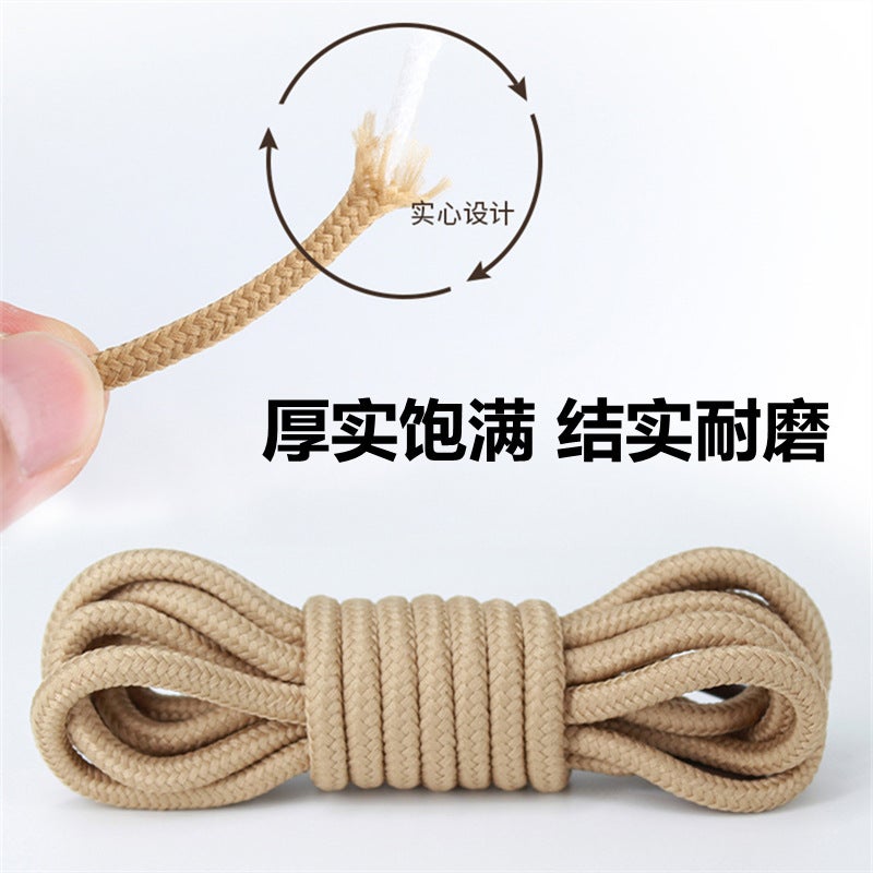 Martin Boots Workwear Boots Round Thick Long Shoelace Rope Men'S And Women'S Sports Casual Shoes Camel Shoes Leather Shoes Black And White Rope High-Top - Image 4