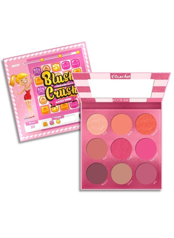 Rude لوحة أحمر خدود بلش كراش 9 ألوان - مطابقة ثلاثة من رود كوزمتيكس للنساء - 0.67 أونصة من أحمر الخدود - Image 1