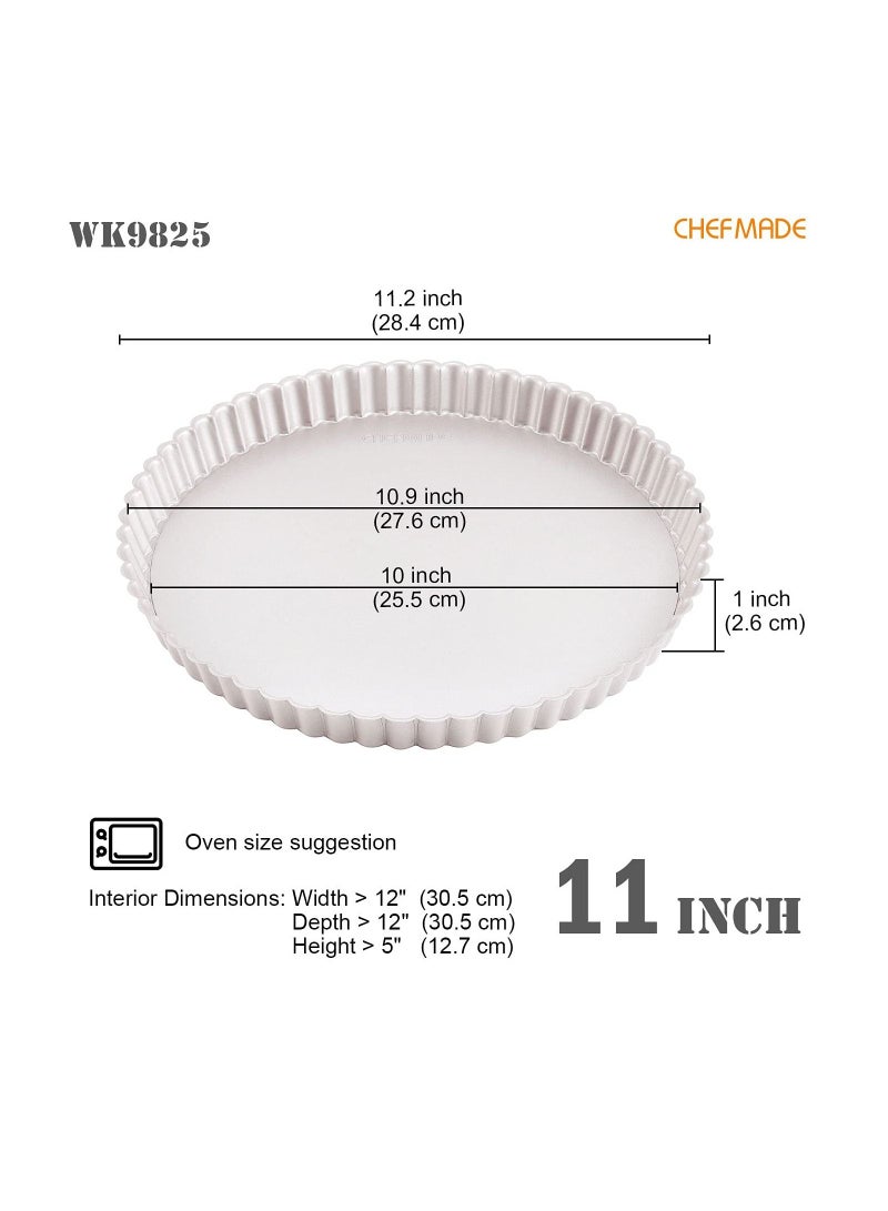 chefmade 11 Inch Round Tart Pan with Removable Loose Bottom - Image 2