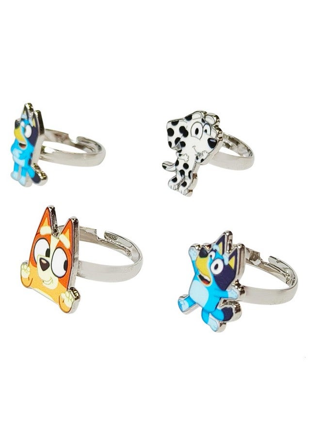 LUV HER Bluey Kids Jewelry: 4-Piece Adjustable Rings for Girls, Ring Sets with metal charm Fashion Girls Jewelry Ages 3+ - Image 1