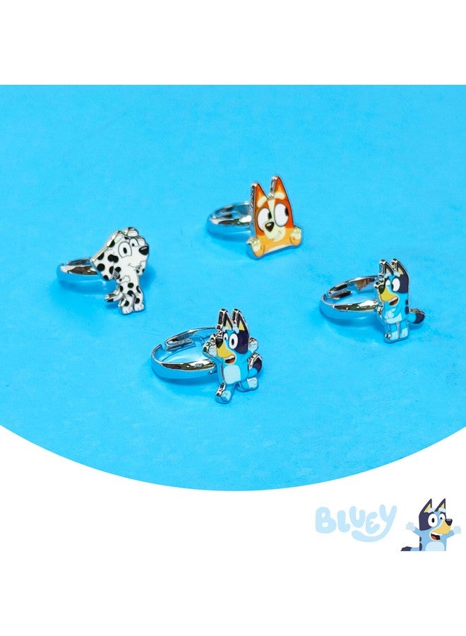 LUV HER Bluey Kids Jewelry: 4-Piece Adjustable Rings for Girls, Ring Sets with metal charm Fashion Girls Jewelry Ages 3+ - Image 3