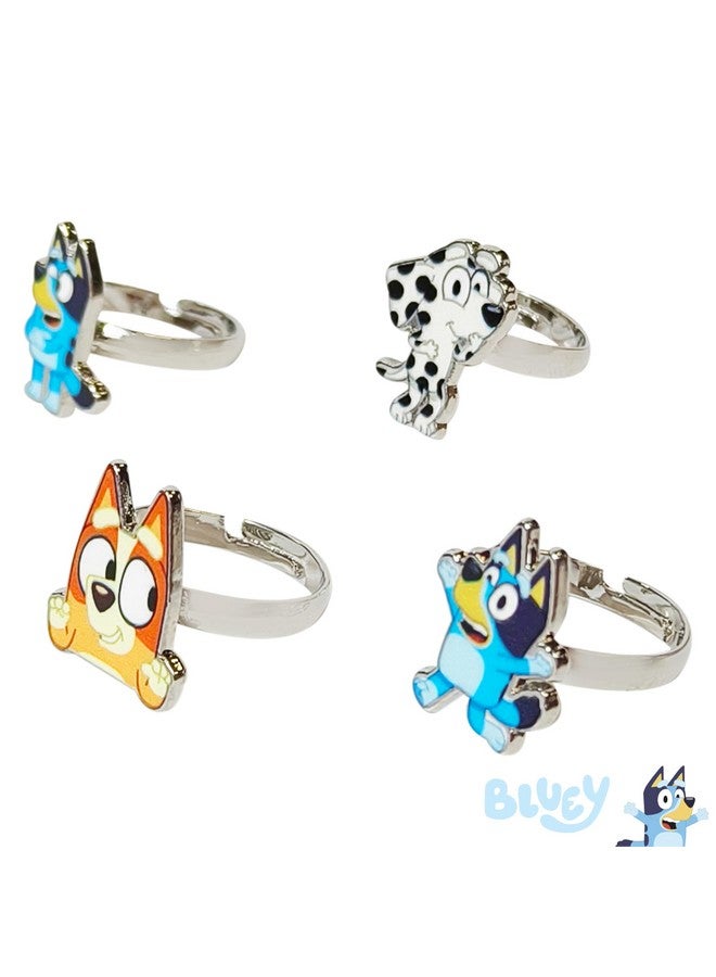 LUV HER Bluey Kids Jewelry: 4-Piece Adjustable Rings for Girls, Ring Sets with metal charm Fashion Girls Jewelry Ages 3+ - Image 4