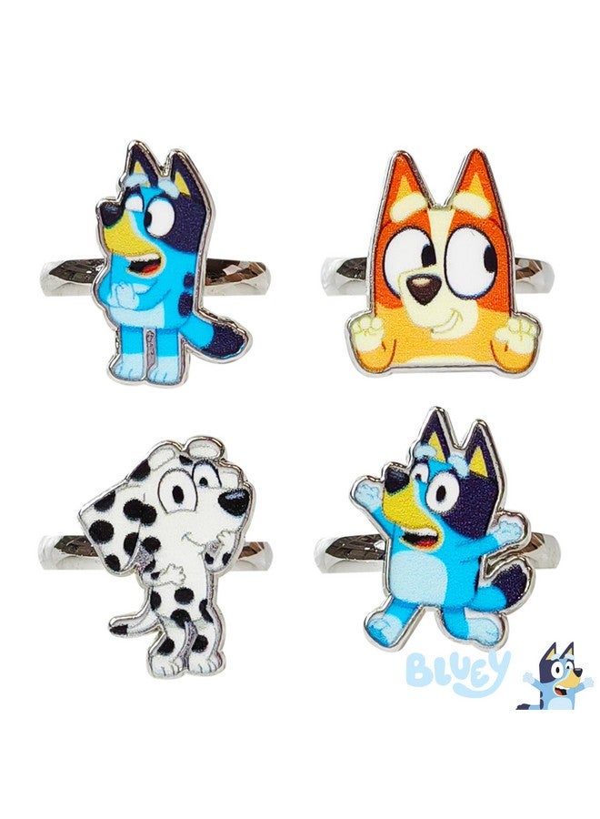 LUV HER Bluey Kids Jewelry: 4-Piece Adjustable Rings for Girls, Ring Sets with metal charm Fashion Girls Jewelry Ages 3+ - Image 2