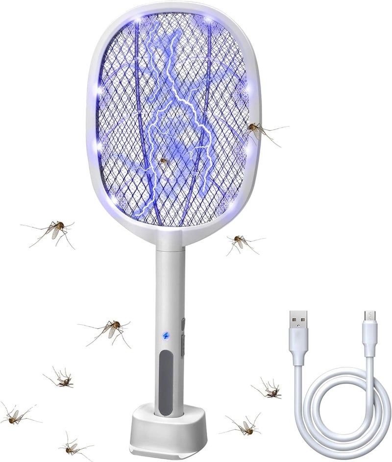PENTOM Mosquito Racket Bat Rechargeable Electric Fly Swatter Mosquito Racket Bat with Base Stand Bug Zapper Racket Mosquito Swatter for Indoor and Outdoor - Image 1