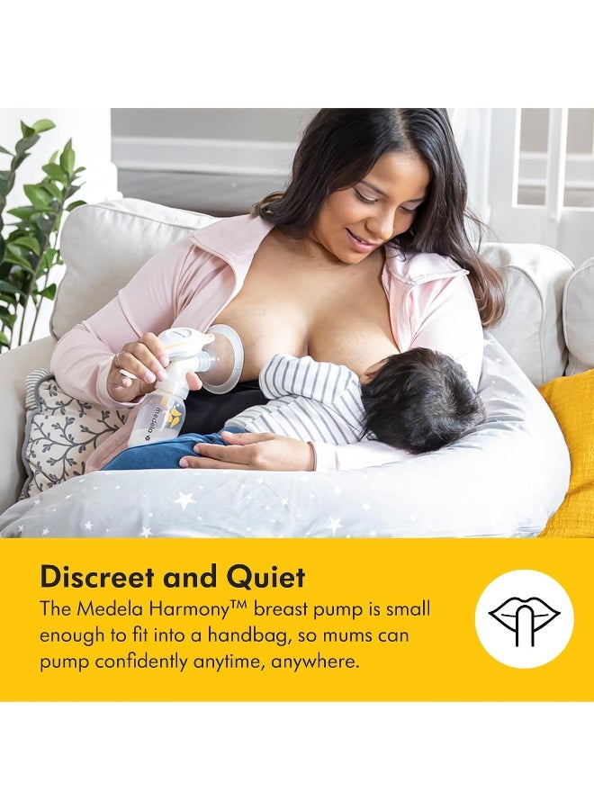 Medela مضخة الثدي اليدوية ميدلا هارموني، تصميم سويسري مدمج مع دروع بيرسونا فيت فليكس وتقنية التعبير ذات المرحلتين من ميدلا - Image 4