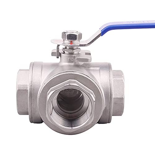 DERNORD 3-Way Ball Valve, L Mounting Pad, Stainless Steel 304 Female Type for Water, Oil, and Gas with Vinyl Locking Handle (1 Inch NPT) - Image 5