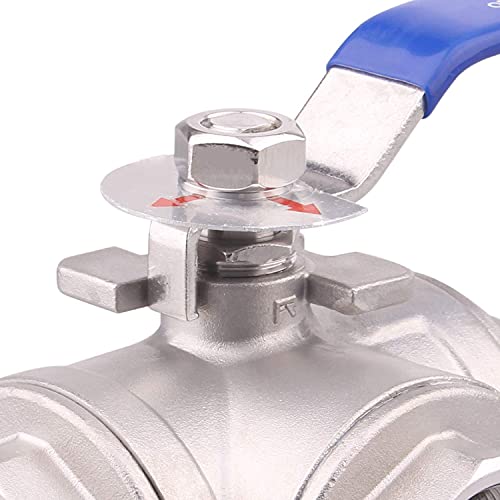 DERNORD 3-Way Ball Valve, L Mounting Pad, Stainless Steel 304 Female Type for Water, Oil, and Gas with Vinyl Locking Handle (1 Inch NPT) - Image 4