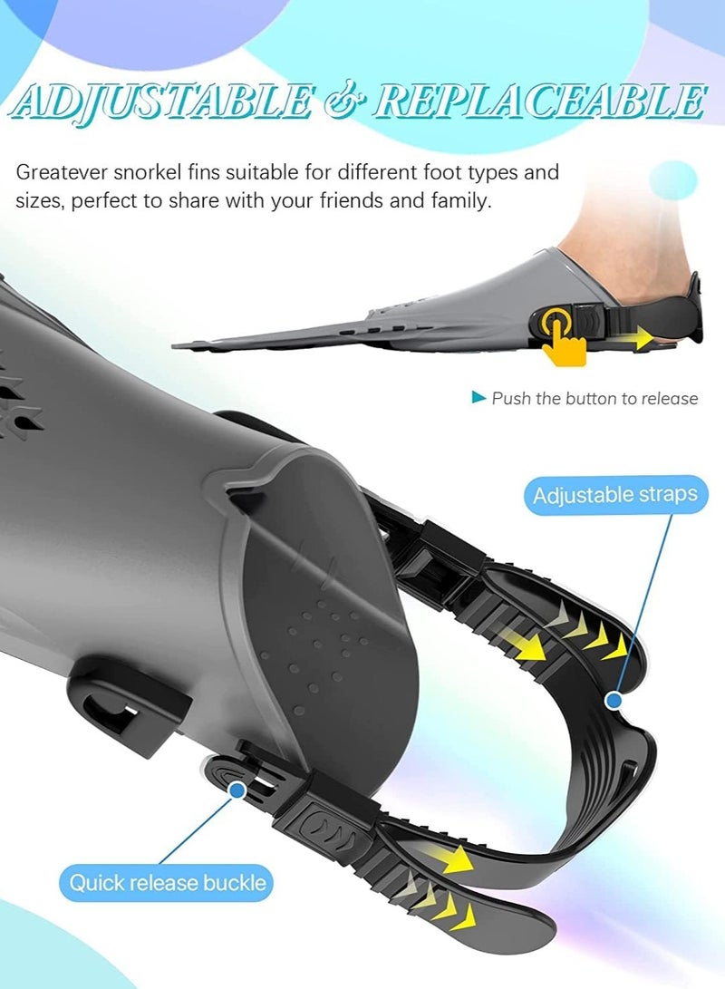 ماسكابوني زعانف غوص قابلة للتعديل - زعانف للغطس للبالغين والاطفال خفيفة الوزن للسفر زعانف سباحة للتدريب للرجال والنساء في المياه المفتوحة والغوص - Image 2