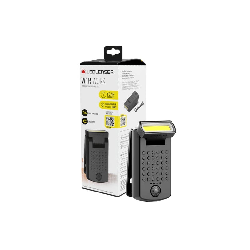 LEDLENSER مصباح عمل LEDLENSER W1R القابل لإعادة الشحن فائق الصغر والقوة والمتعدد الاستخدامات مع مشبك العمل - Image 1