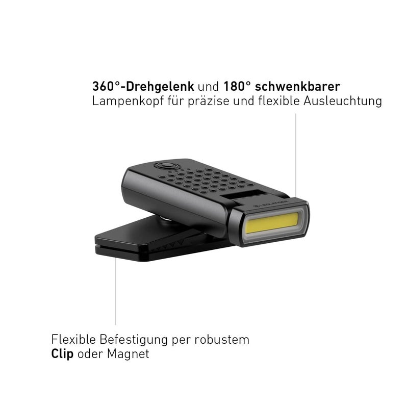 LEDLENSER مصباح عمل LEDLENSER W1R القابل لإعادة الشحن فائق الصغر والقوة والمتعدد الاستخدامات مع مشبك العمل - Image 4