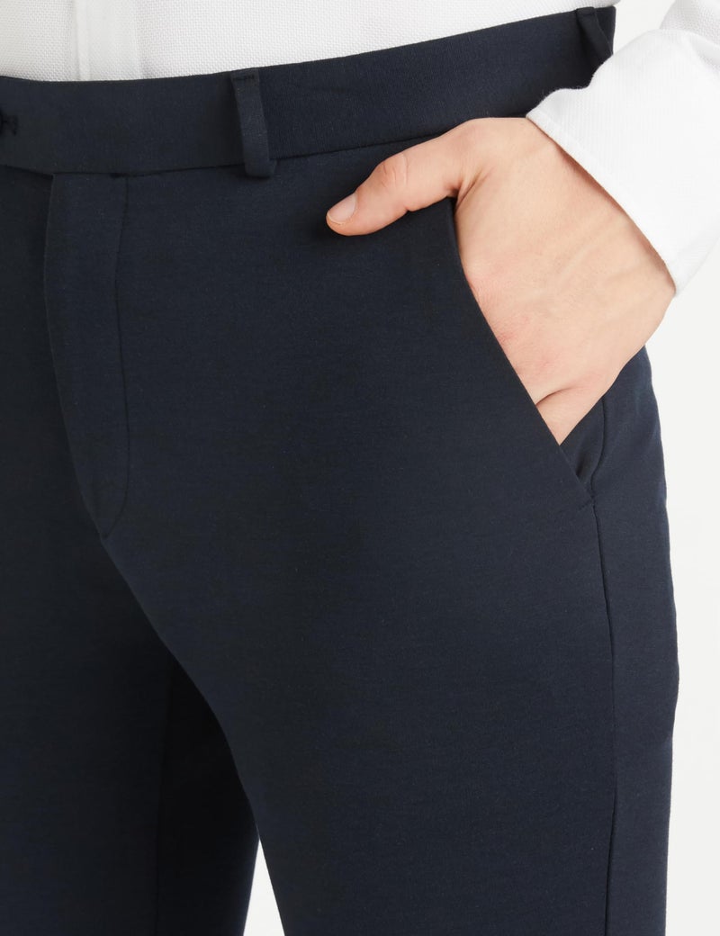 Peter England Men's Premium Formal Stretchable Knit Super Slim Fit Mid Rise Trouser | Comfort Lycra | 360-Degree Stretch Navy, 38 - Image 3