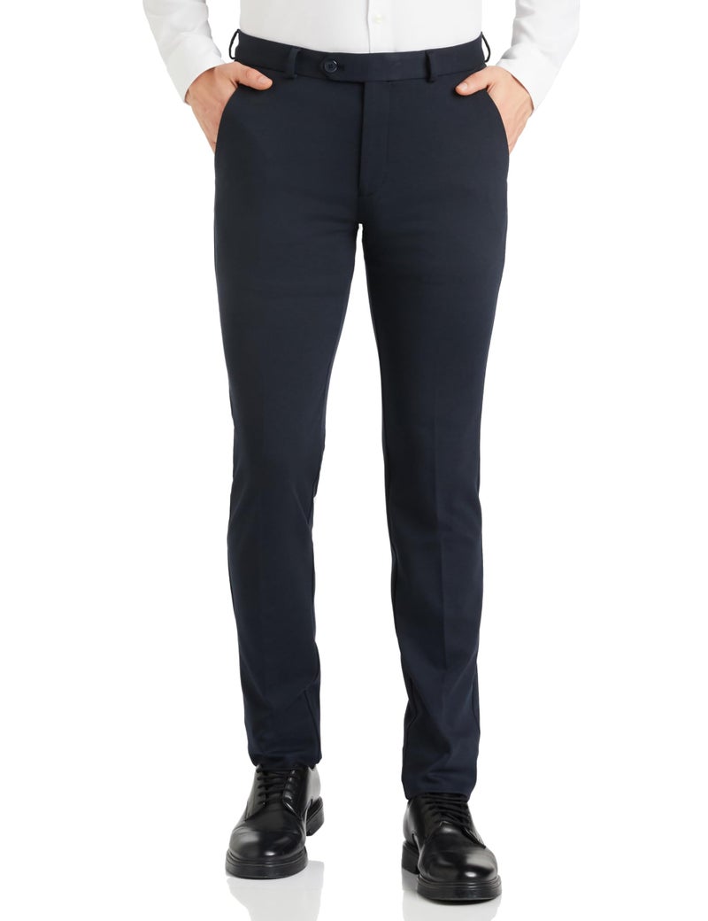 Peter England Men's Premium Formal Stretchable Knit Super Slim Fit Mid Rise Trouser | Comfort Lycra | 360-Degree Stretch Navy, 38 - Image 5