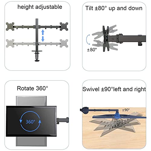 Suptek Monitor Arm, Dual Monitor Stand for 13-27 inch TV LED LCD Monitor Stands for Desks PC Monitor & Projector Stands - Monitor Arm Desk Mount MD6442 z - Image 4