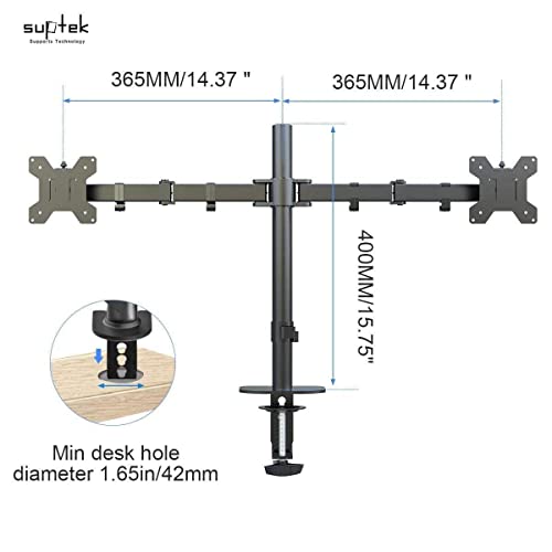 Suptek Monitor Arm, Dual Monitor Stand for 13-27 inch TV LED LCD Monitor Stands for Desks PC Monitor & Projector Stands - Monitor Arm Desk Mount MD6442 z - Image 3
