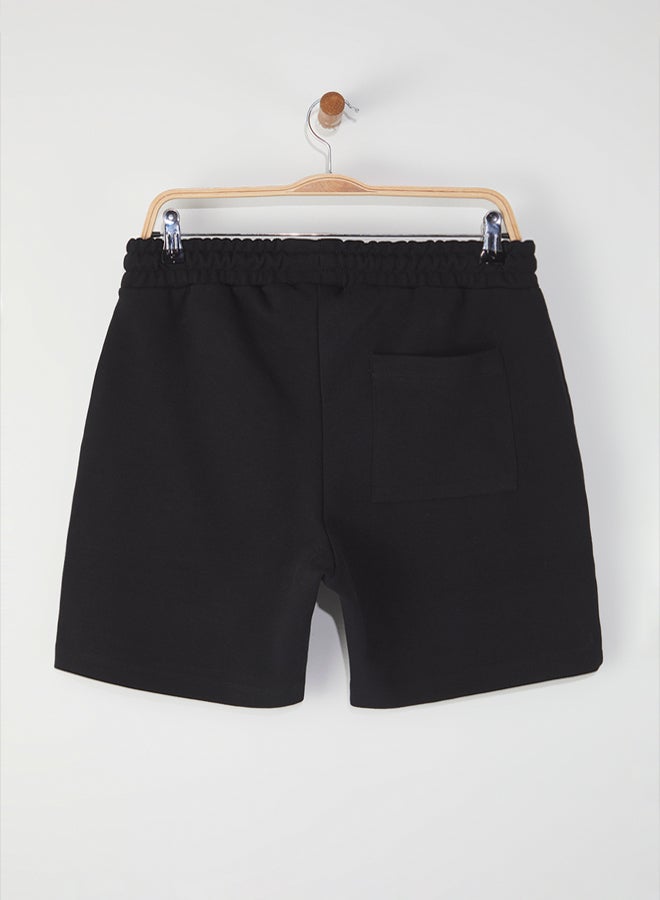 trendyol Black Regular Cut Textured 100% Cotton Shorts - Image 5