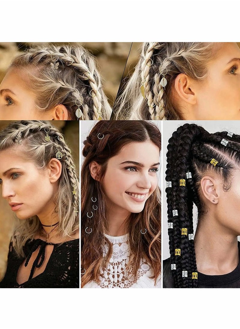 Excefore - Braiding Hair Rings, Hair Jewelry for Women Braid Hair Clips Pendant Rings,  Aluminum Dreadlocks Beads, Metal Hair Accessory Hair Loops and Cuff Ornaments DIY Hair Accessories, 200 PCS - Image 1