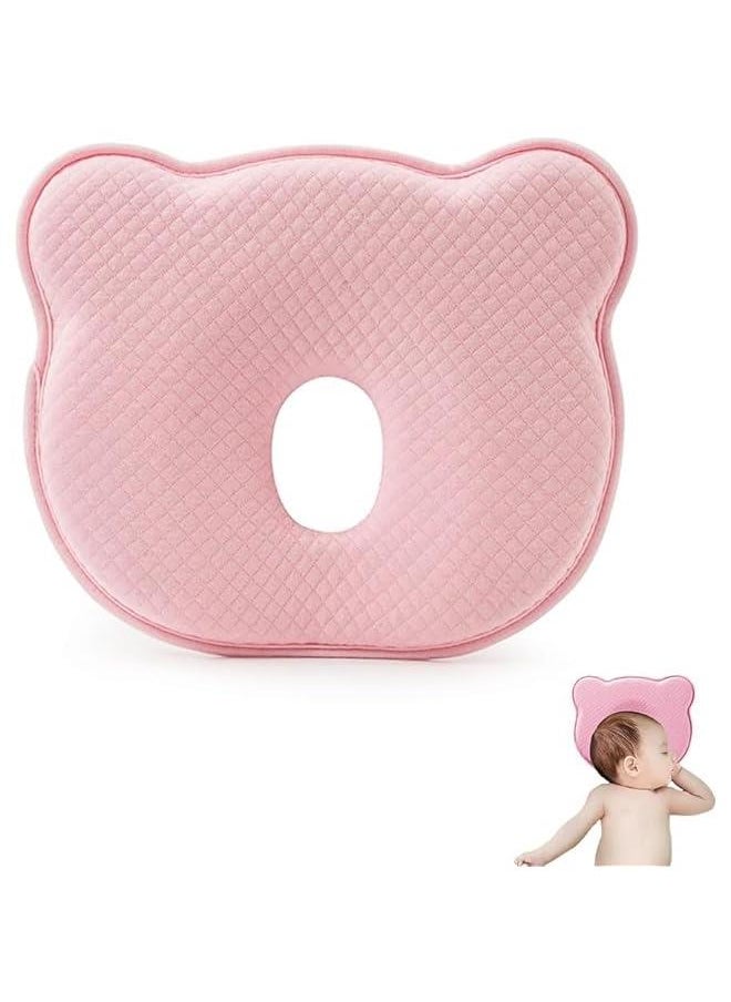 HOOKOR Baby Pillow, Preventing Flat Head Syndrome Nursery Memory Foam Pillows with Cotton Covers,Baby Shaping Pillow and Neck Support Ergonomic Pillow (Pink)  - Image 1