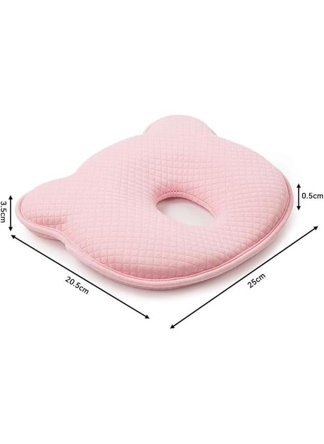 HOOKOR Baby Pillow, Preventing Flat Head Syndrome Nursery Memory Foam Pillows with Cotton Covers,Baby Shaping Pillow and Neck Support Ergonomic Pillow (Pink)  - Image 2