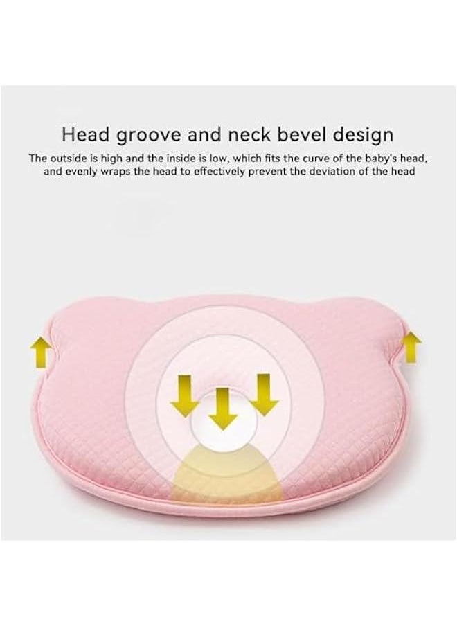 HOOKOR Baby Pillow, Preventing Flat Head Syndrome Nursery Memory Foam Pillows with Cotton Covers,Baby Shaping Pillow and Neck Support Ergonomic Pillow (Pink)  - Image 3