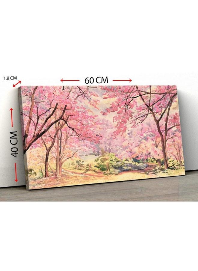 Home Gallery Canvas Wall Art, Abstract Framed Portrait of landscape pink flower of Wild cherry tree  - Image 5