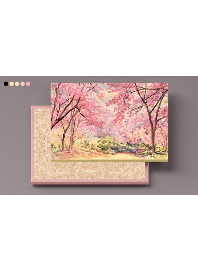 Home Gallery Canvas Wall Art, Abstract Framed Portrait of landscape pink flower of Wild cherry tree  - Image 3