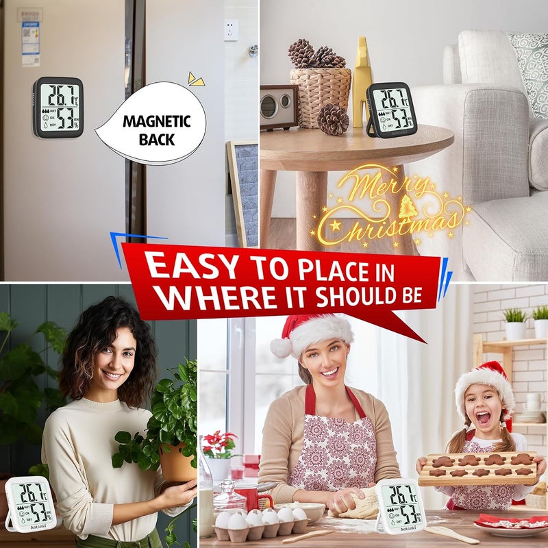 Antonki Room Thermometer, 2 Pack Indoor Hygrometer Thermometer, Humidity Meter, Humidity Gauge, Temperature and Humidity Monitor with Dual Sensors for Baby Room, Bedroom, Reptile Pets, Plants, Greenhouse - Image 5