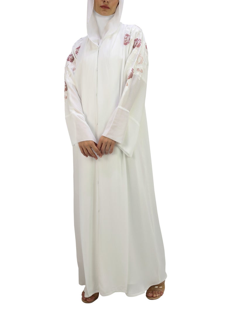 THE MODEST FACTORY Kimono with chiffon front patti and cuff with embroidery in multi color - Image 1