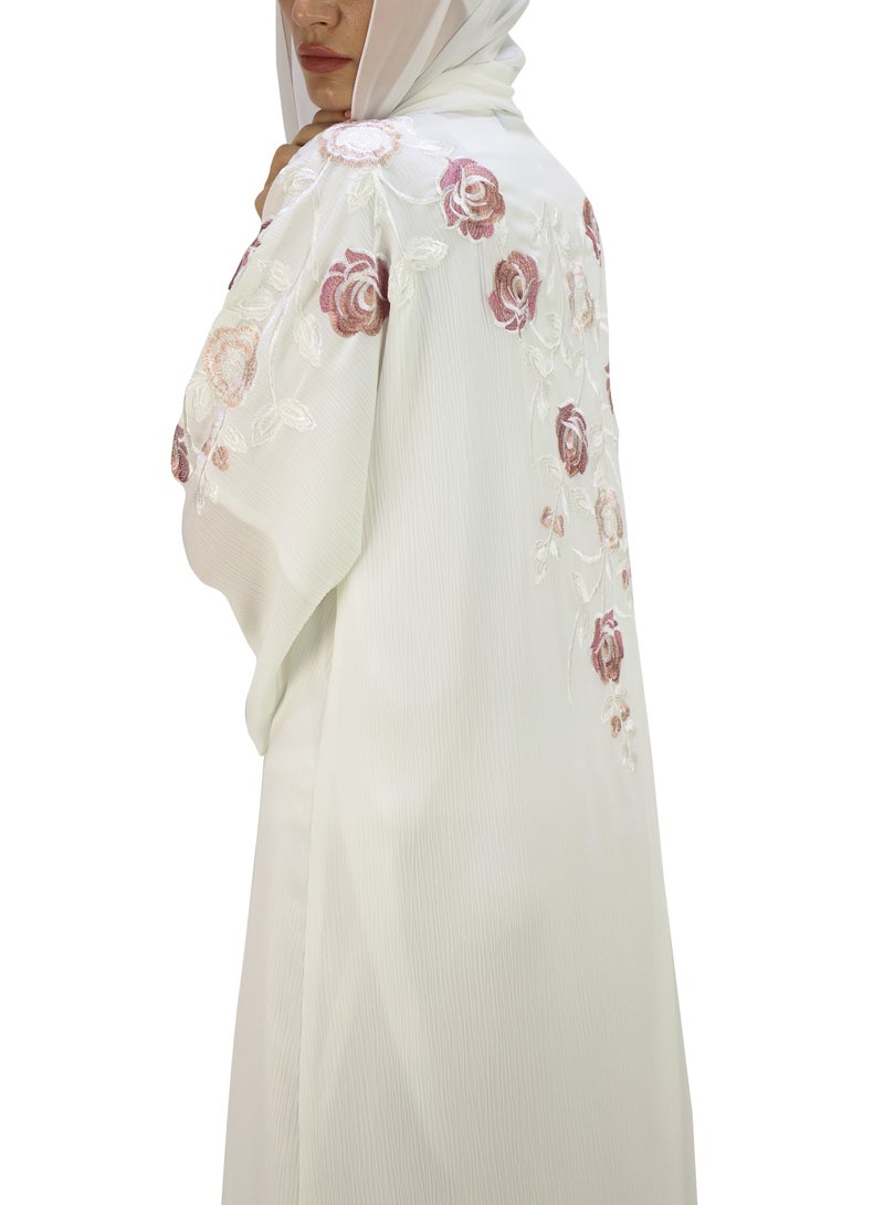 THE MODEST FACTORY Kimono with chiffon front patti and cuff with embroidery in multi color - Image 2