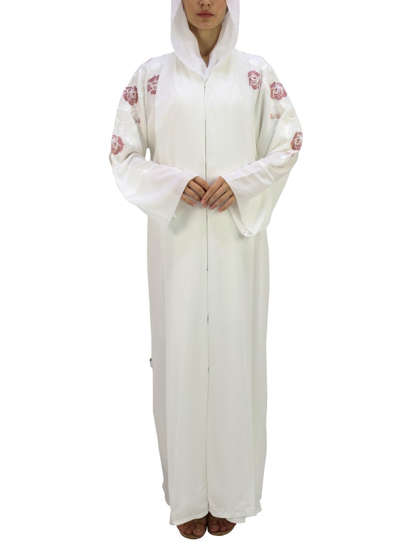 THE MODEST FACTORY Kimono with chiffon front patti and cuff with embroidery in multi color - Image 3