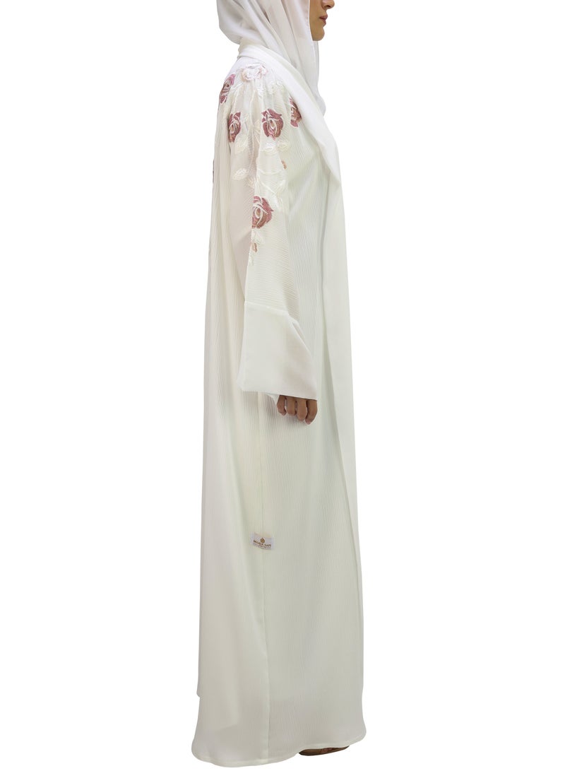 THE MODEST FACTORY Kimono with chiffon front patti and cuff with embroidery in multi color - Image 4
