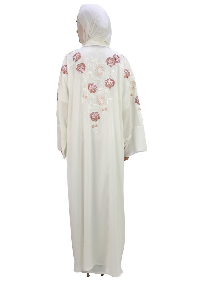THE MODEST FACTORY Kimono with chiffon front patti and cuff with embroidery in multi color - Image 5
